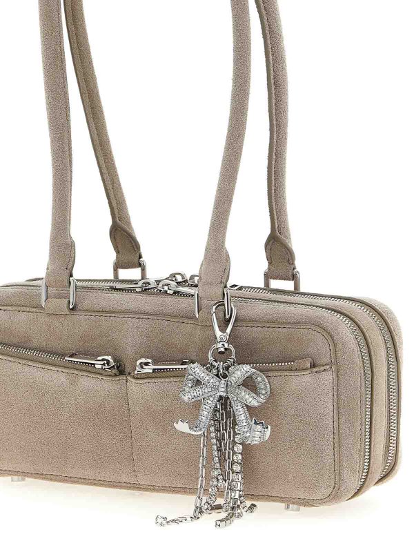 The Best Shops Self Portrait: shoulder bags - Tan Suede Baguette With Charm Shoulder Bag