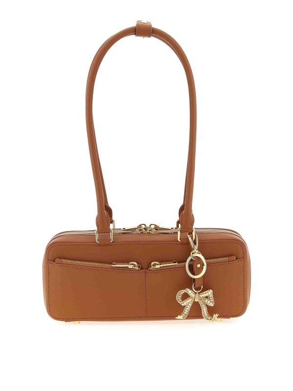 Self Portrait: shoulder bags - Tan Leather Baguette With Charm Shoulder Bag