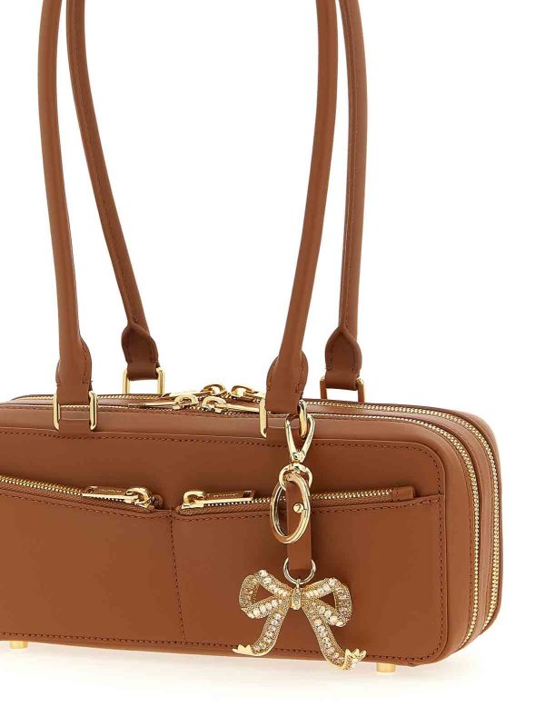 The Best Shops Self Portrait: shoulder bags - Tan Leather Baguette With Charm Shoulder Bag