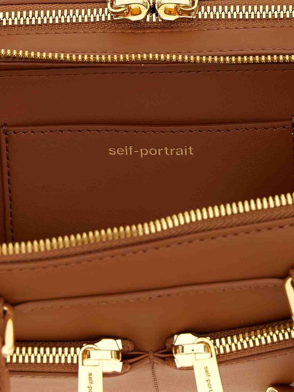 Tan Leather Baguette With Charm Shoulder Bag shop online: Self Portrait