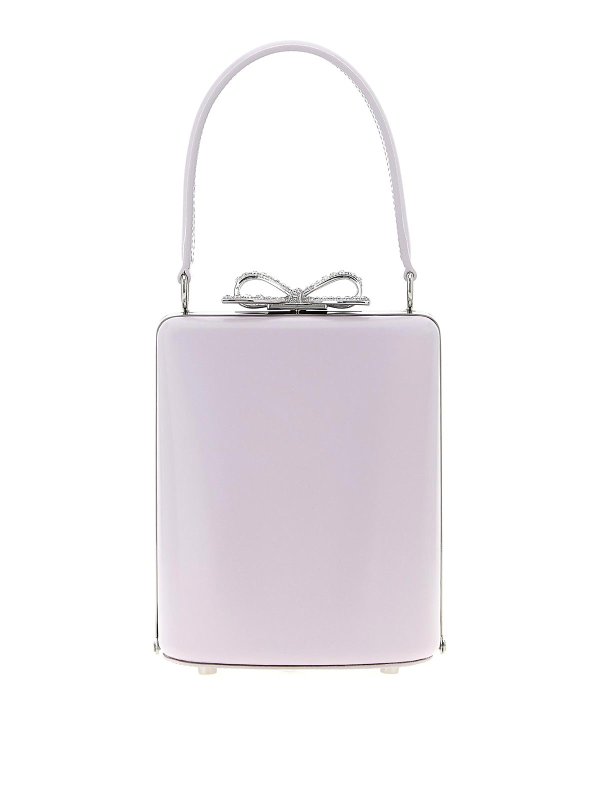 Self Portrait: totes bags - Lilac Leather Mini Bow Handbag