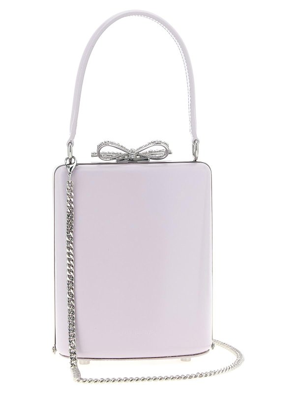 Self Portrait: totes bags online - Lilac Leather Mini Bow Handbag