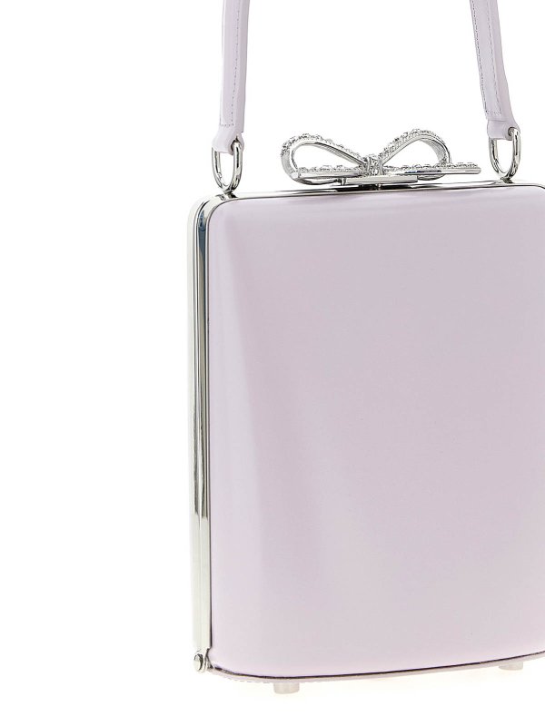 The Best Shops Self Portrait: totes bags - Lilac Leather Mini Bow Handbag
