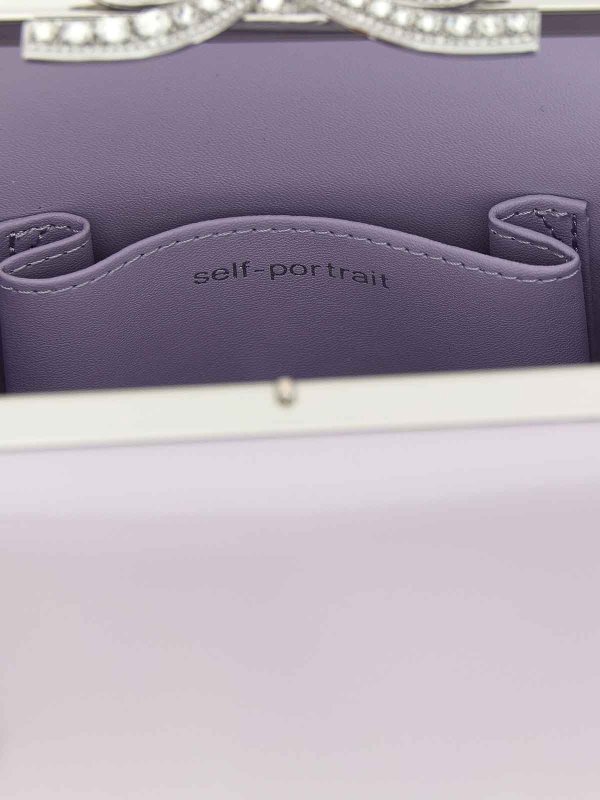 トートバッグ SELF PORTRAIT 'Lilac leather mini bow' handbag Self Portrait Mini bow bag in lilac shiny leather