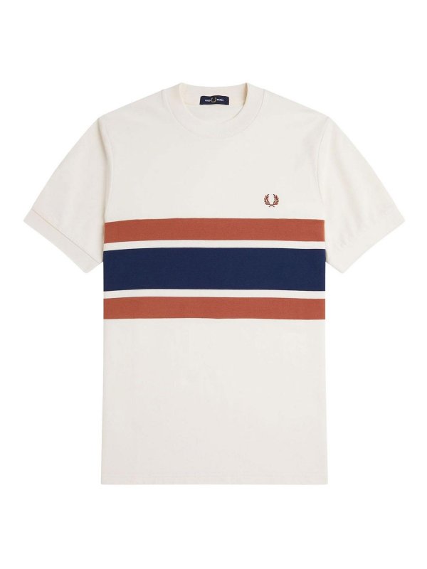 FRED PERRY: t-shirts - Cotton t-shirt with striped motif