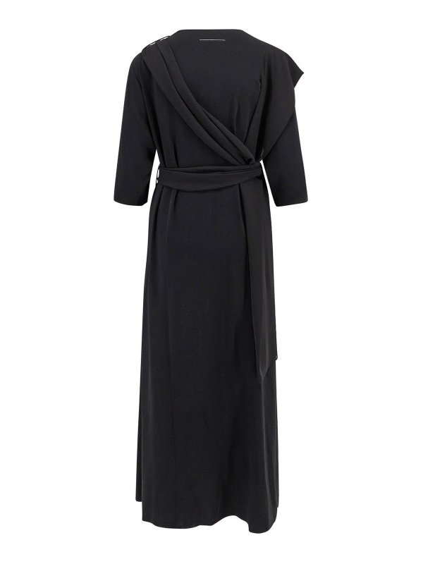 MM6 MAISON MARGIELA: knee length dresses online - Long jersey dress with satin inserts