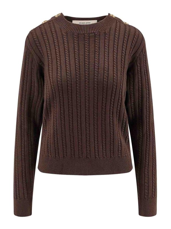 GOLDEN GOOSE: Escotes barcos - Suéter Con Escote Barco - Camel