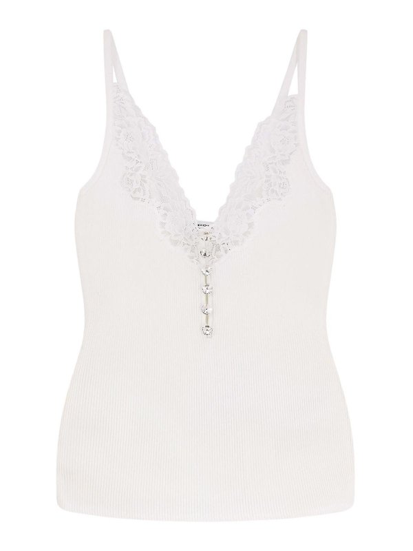 Self Portrait: Tops & Tank tops - Top in viscose with lace inserts