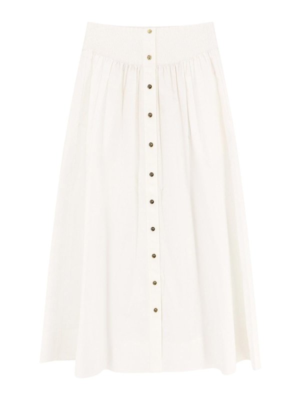 TORY BURCH: mini skirts - Cotton skirt with logoed buttons