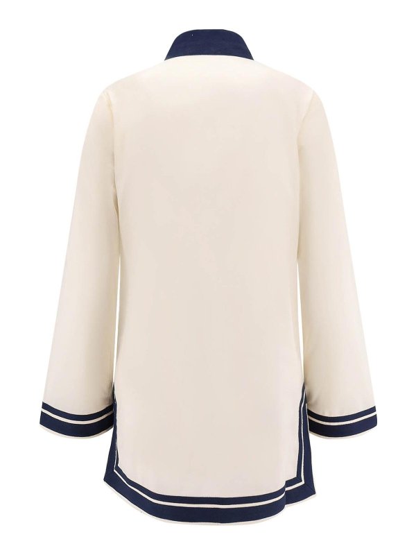 TORY BURCH: knee length dresses online - Short cotton dress with contrasting profiles