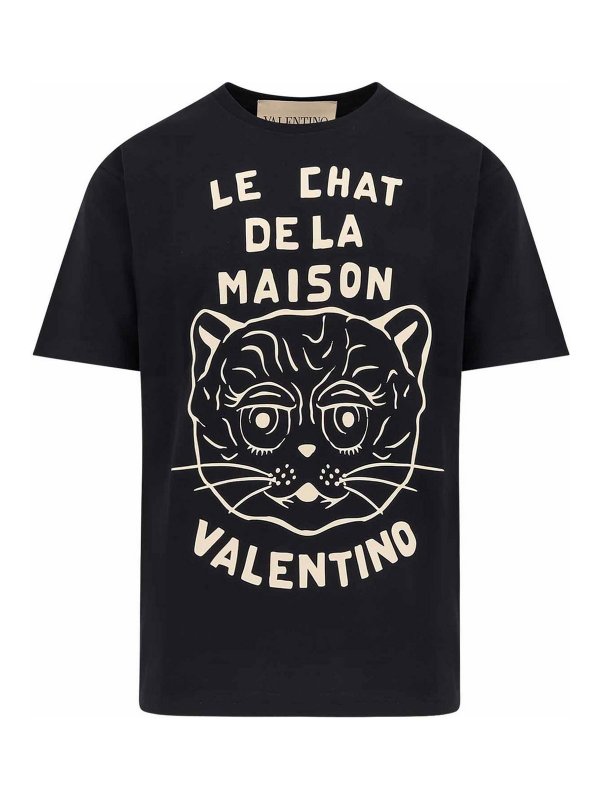 VALENTINO: t-shirts - T-Shirt In Cotone Le Chat De La Maison