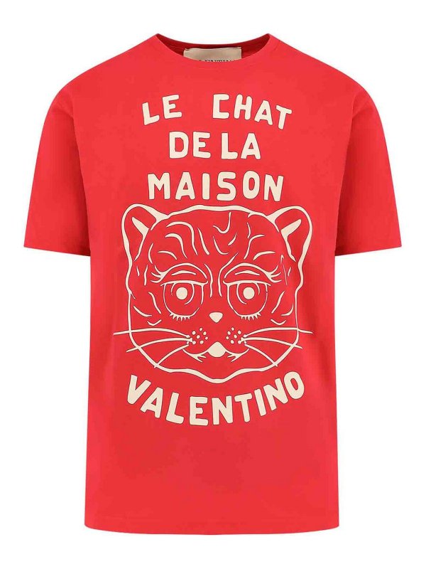 VALENTINO: t-shirt - Maglietta in cotone le chat de la maison