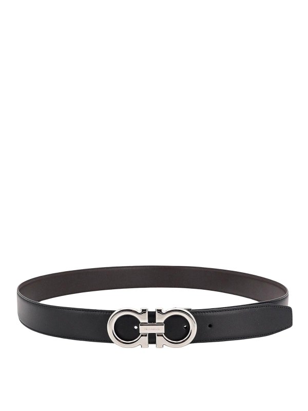 FERRAGAMO: belts - Leather belt with hooks buckle