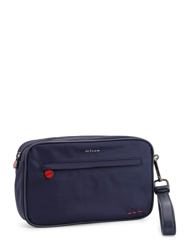 The Best Shops KITON: clutches - Nylon clutch bag with iconic logo embroidery