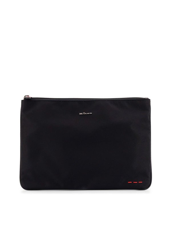 KITON: clutches - Nylon clutch bags with metal lettering logo