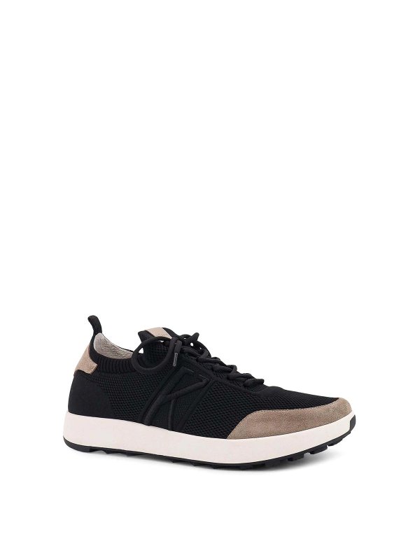 KITON: trainers online - Low-top sneakers in mesh with suede profiles