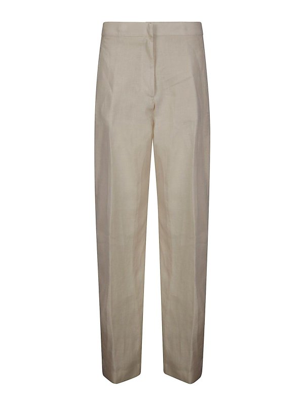 STEFANO MORTARI: casual trousers - Wide Linen Pants