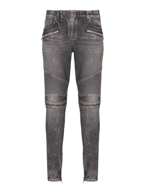 Balmain: Jeans à jambe droite - Jean Droit - Gris