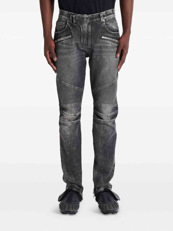 Balmain: Jeans à jambe droite online - Jean Droit - Gris