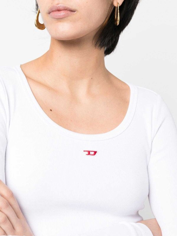 Ribbed Logo-Patch Top shop online: DIESEL