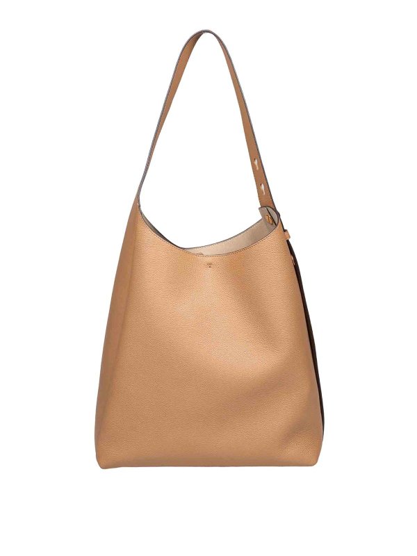 TORY BURCH: borse a tracolla - Borsa romy hobo in pelle di colore tiramisu
