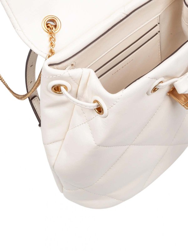 Mini Kira Diamond backpack in white leather shop online: TORY BURCH