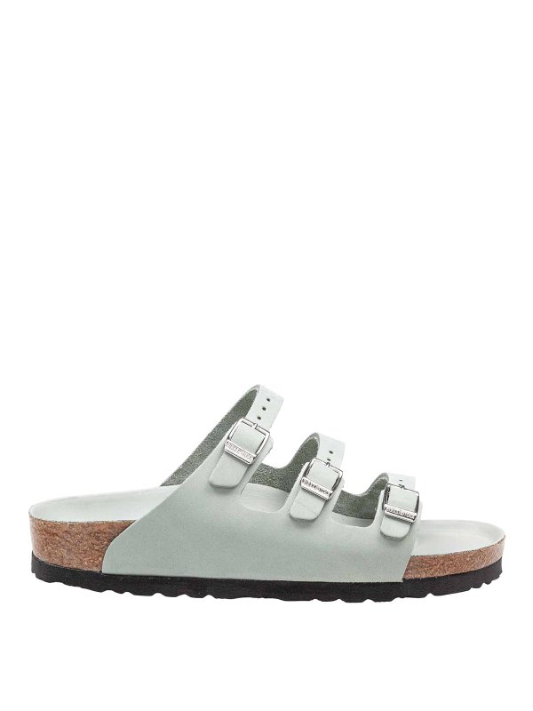 BIRKENSTOCK: sandals - Florida sandal in Sage green leather