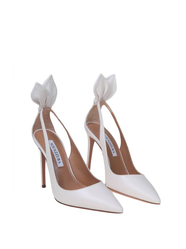 Aquazzura: court shoes online - Bow Tie Pump 85 in white leather