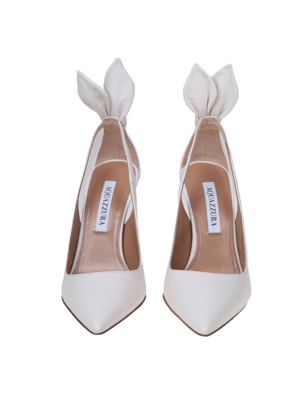 The Best Shops Aquazzura: court shoes - Bow Tie Pump 85 in white leather