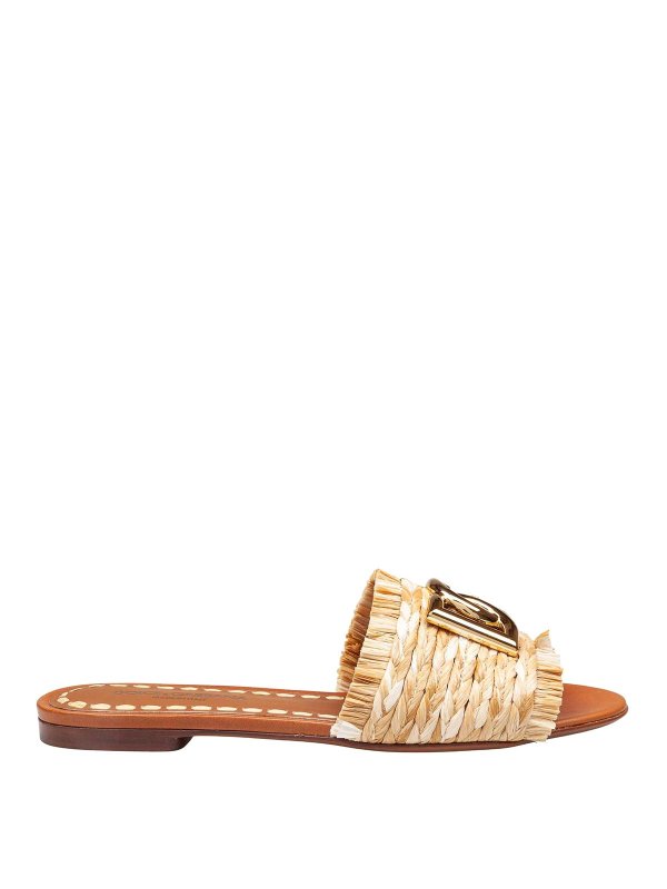 DOLCE & GABBANA: sandals - Dolce & Gabbana Ciabatta in Rafia with logo