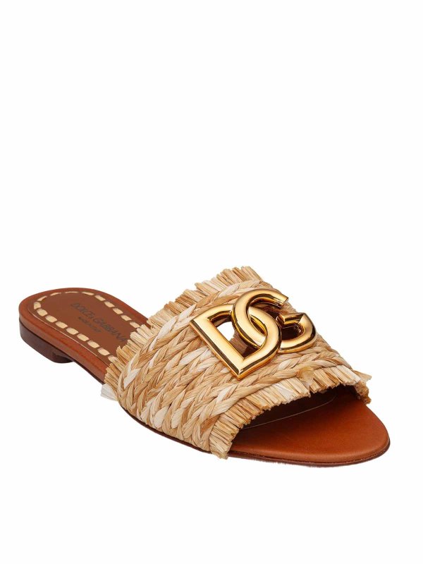 DOLCE & GABBANA: sandals online - Dolce & Gabbana Ciabatta in Rafia with logo