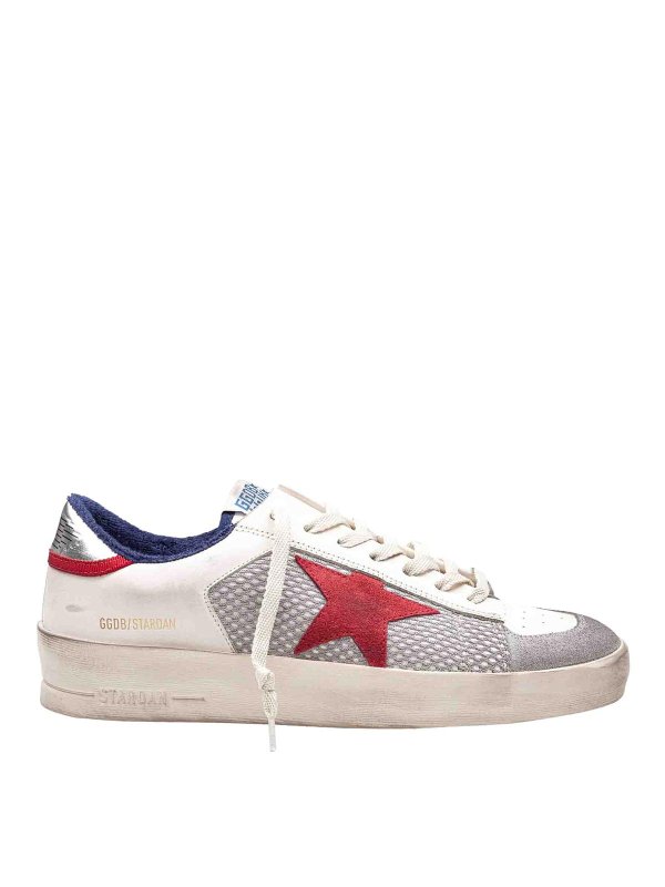 GOLDEN GOOSE: sneakers - Sneakers Stardan In Rete E Pelle