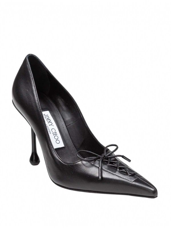 JIMMY CHOO: court shoes online - Scarlett 95 Decollete in black nappa