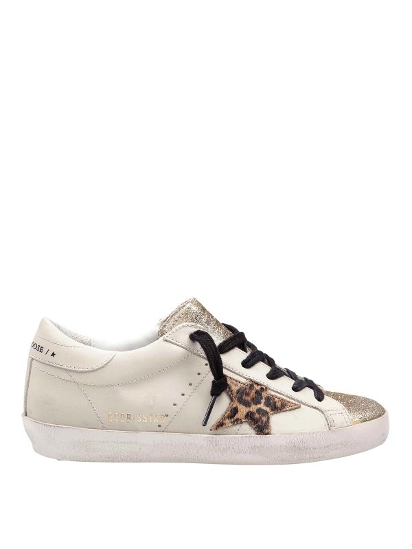 GOLDEN GOOSE: trainers - Super star sneakers in glitter gold