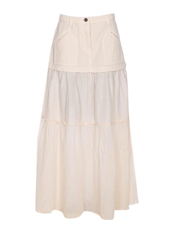 Pinko: Knee length skirts & Midi - Beige Kenny Skirt