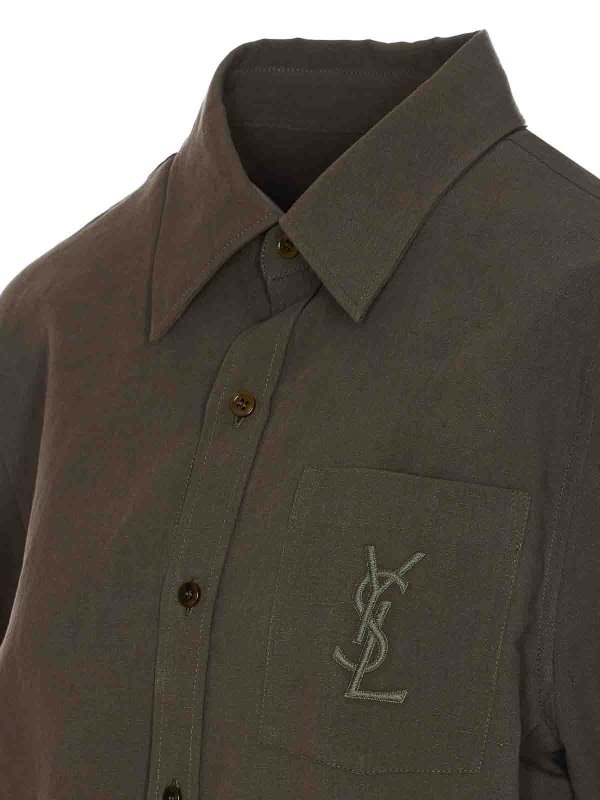The Best Shops SAINT LAURENT: shirts - Green Shirt With Frontal Buttons Closure