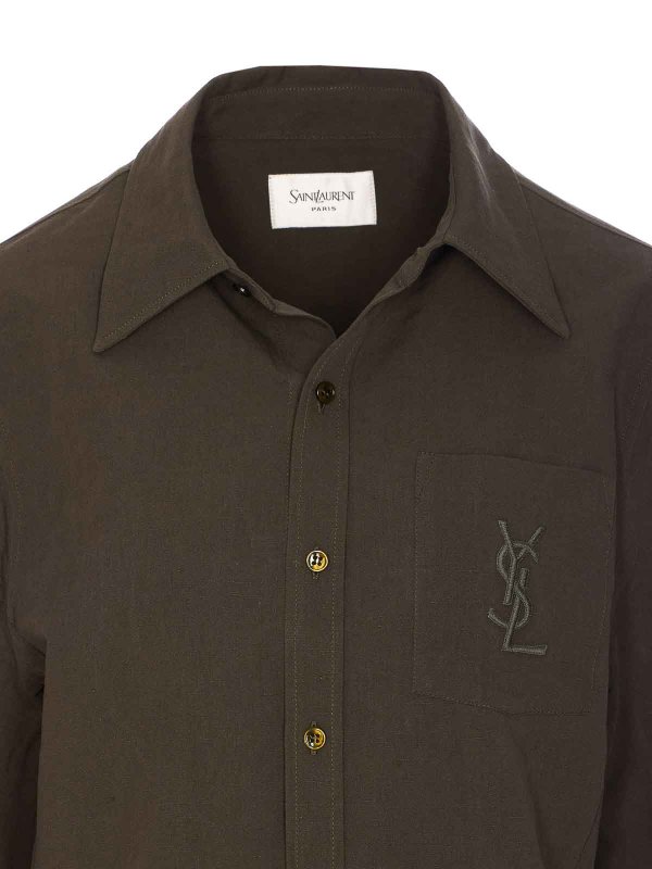 Green Shirt With Frontal Buttons Closure shop online: SAINT LAURENT