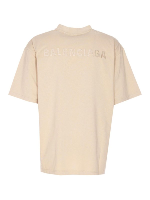 BALENCIAGA: t-shirts online - Beige Medium Fit T-Shirt