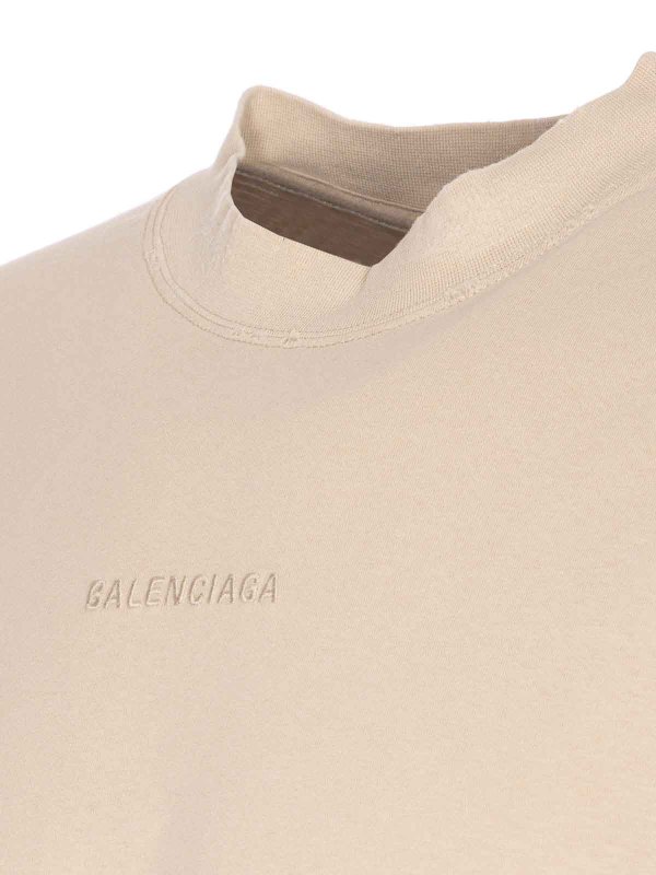 The Best Shops BALENCIAGA: t-shirts - Beige Medium Fit T-Shirt