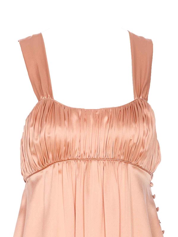 Long Ruffled Sleeveless Silk Satin Dress shop online: CHLOE