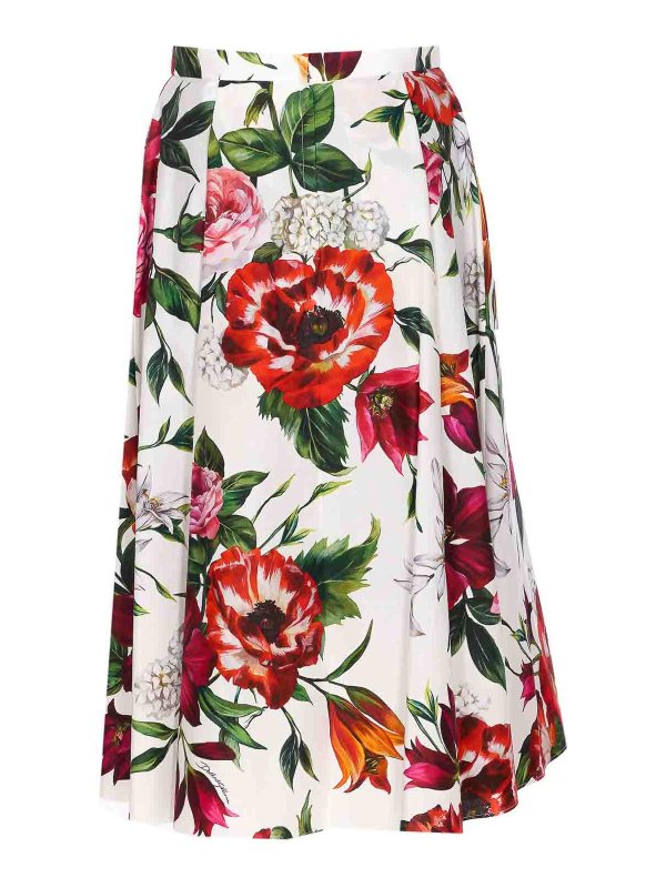 DOLCE & GABBANA: Knee length skirts & Midi online - Flower Print Pleated Skirt