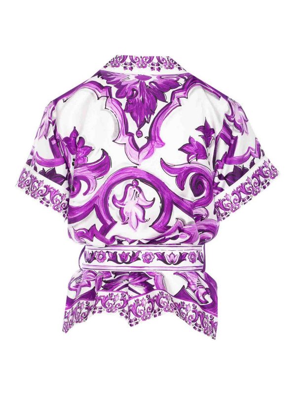 DOLCE & GABBANA: shirts online - Maiolica Print Shirt With Belt