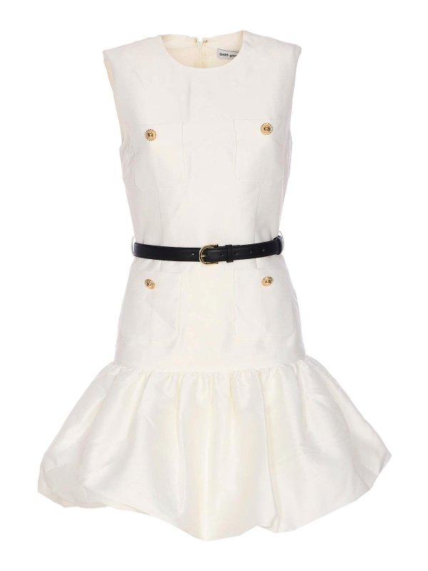 Self Portrait: short dresses - White Taffeta Mini Dress
