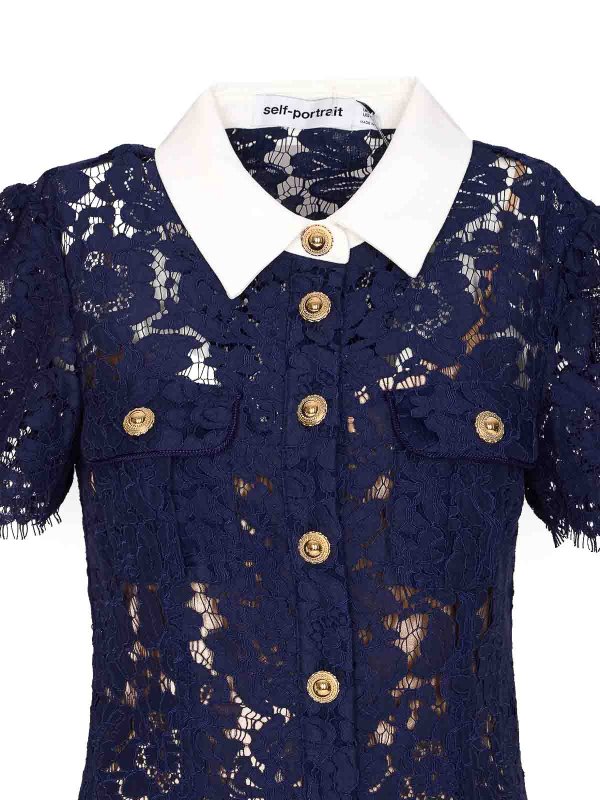 膝丈ドレス - ブルー shop online: Self Portrait