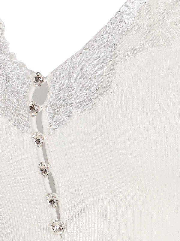 The Best Shops Self Portrait: Top e canotte - Top con rivestimento in pizzo bianco