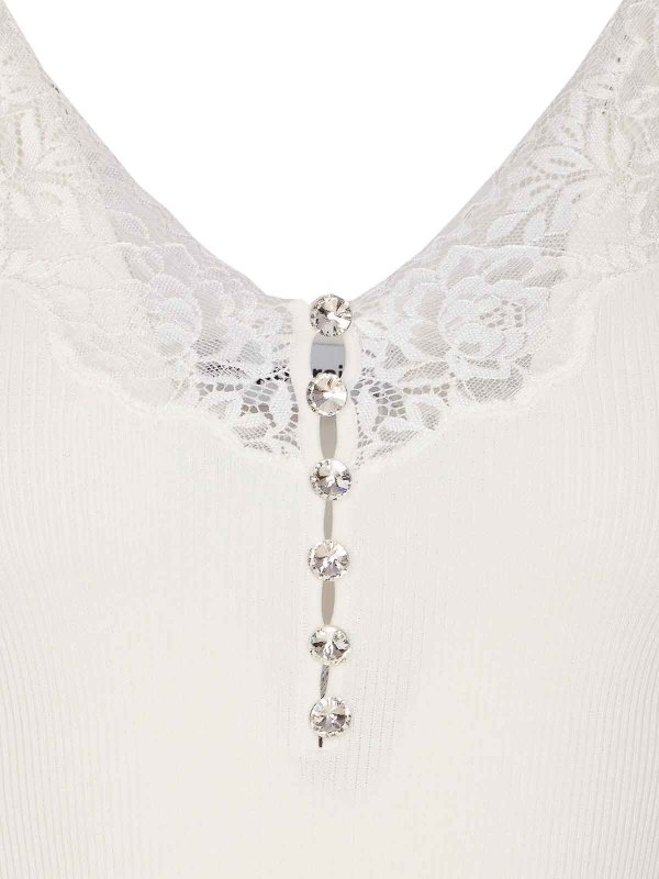 Top con rivestimento in pizzo bianco shop online: Self Portrait