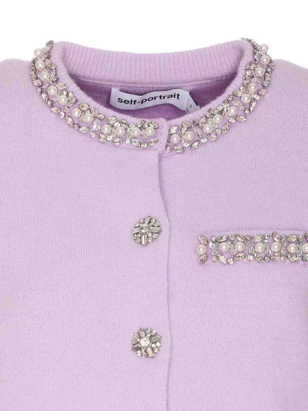 Sef Portrait Lilac Crystal Cardigan shop online: Self Portrait