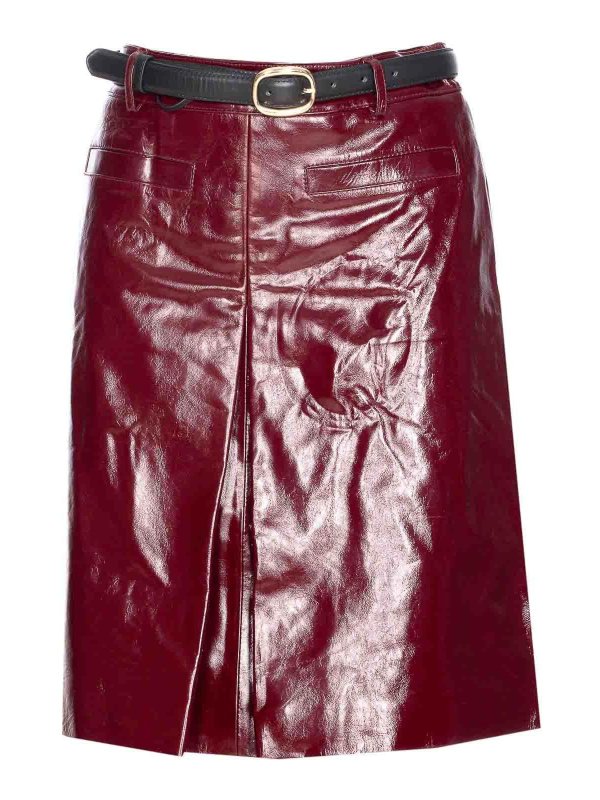 Self Portrait: Knee length skirts & Midi - Leather Skirt