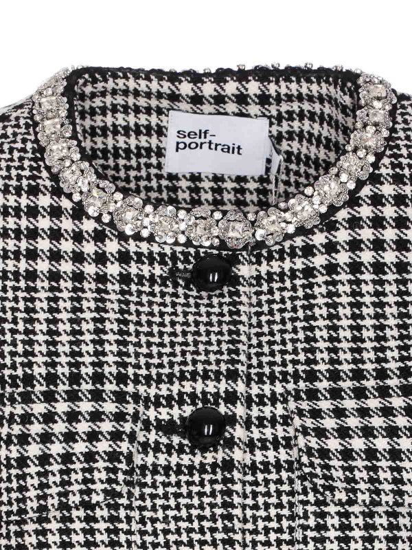Black And White Houndtooth Jacket shop online: Self Portrait