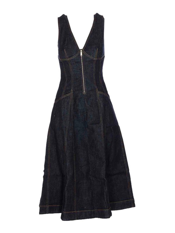 Self Portrait: knee length dresses - Denim Midi Dress